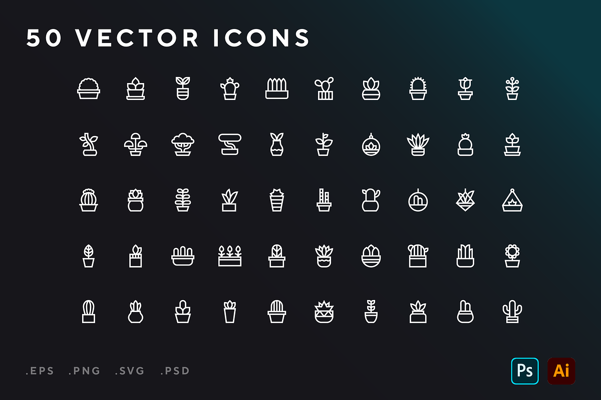 House plants icons, an Outline Icon by Wencory (Photo 1 of 2)