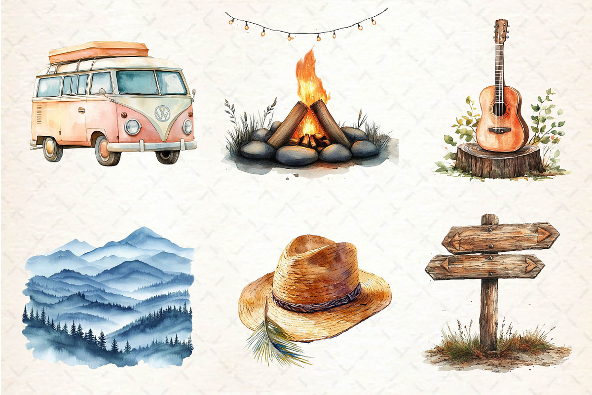 Camping Sublimation Clipart, an Illustration by Dream Creation (Photo 2 of 6)