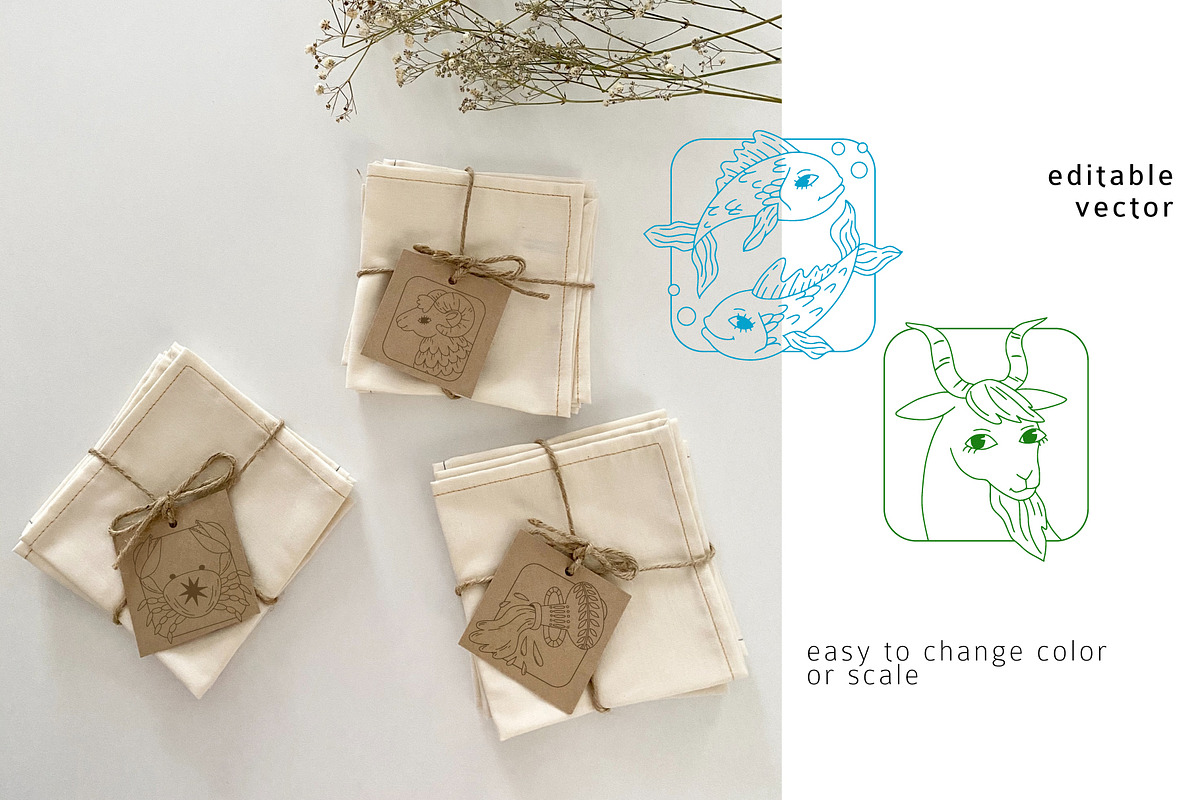 ZODIAC funny hand drawn collection, an Object Illustration by Lena Nikolaeva (Photo 6 of 9)