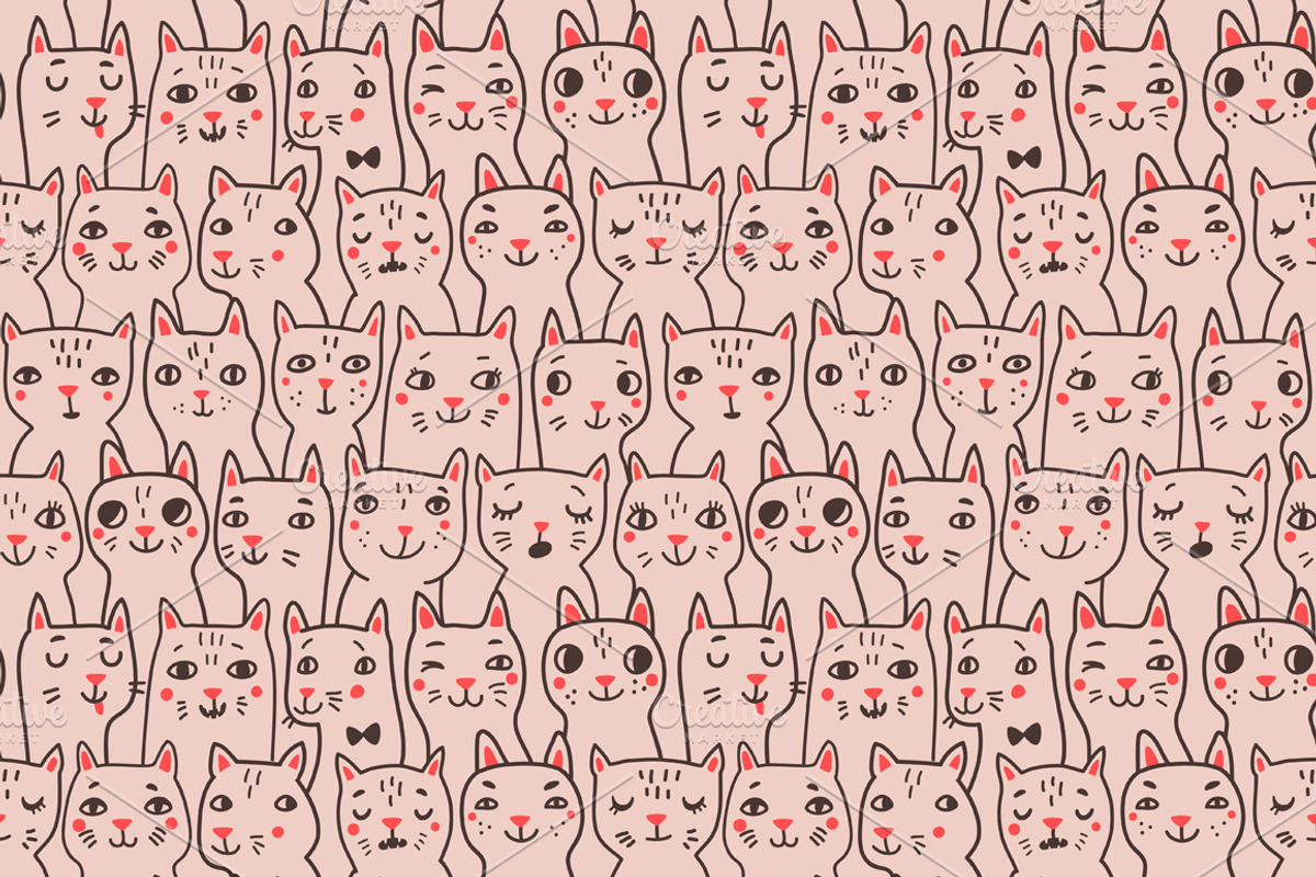 CATs seamless pattern, a Pattern Graphic by Anna Guz's Store