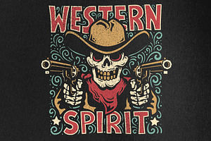 Western Cowboy Skull Print