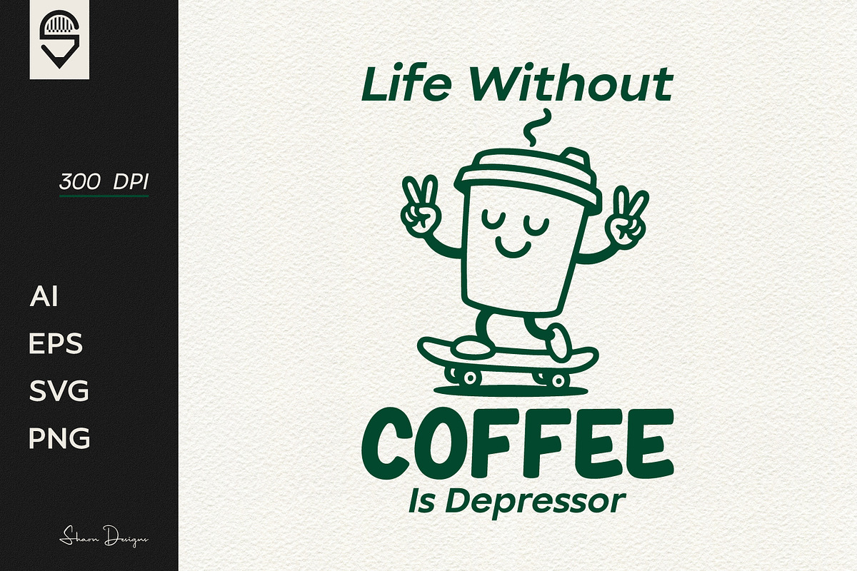 Funny Coffee Cup Skateboarder Design, a Graphic by shaondesigns (Photo 1 of 4)
