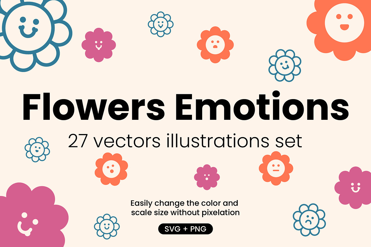 Flower Emotions – 27 Clipart Icons, an Emoji Icon by Berrychou Studio (Photo 1 of 5)