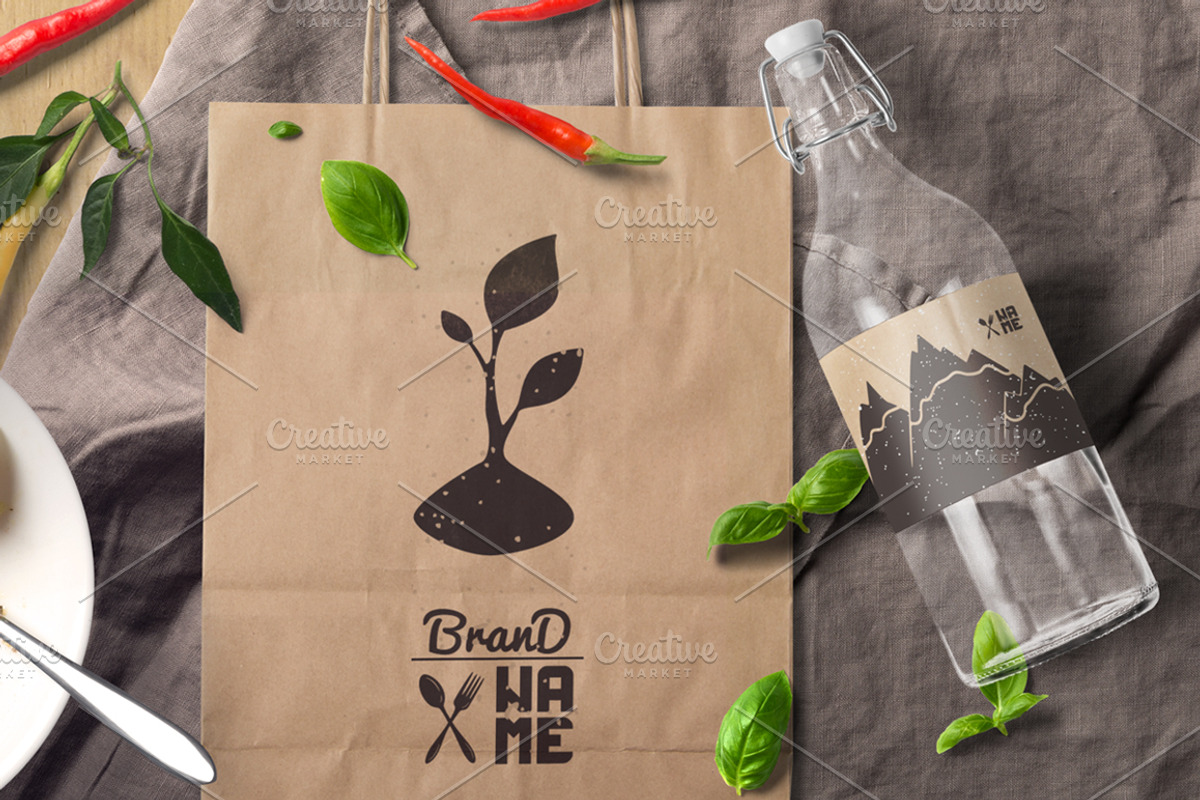 4 Eco Food Logos, a Branding & Logo Template by Zhemchuzhina (Photo 1 of 5)