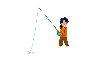 Young girl fishing with rod and reel, a Sport Illustration by pikepicture
