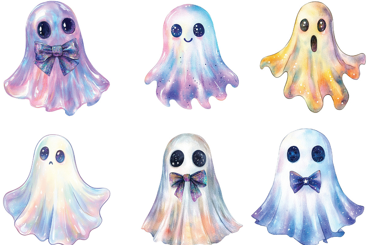 Halloween Iridescent Ghost Clipart, an Illustration by CraftArtStudio (Photo 3 of 6)