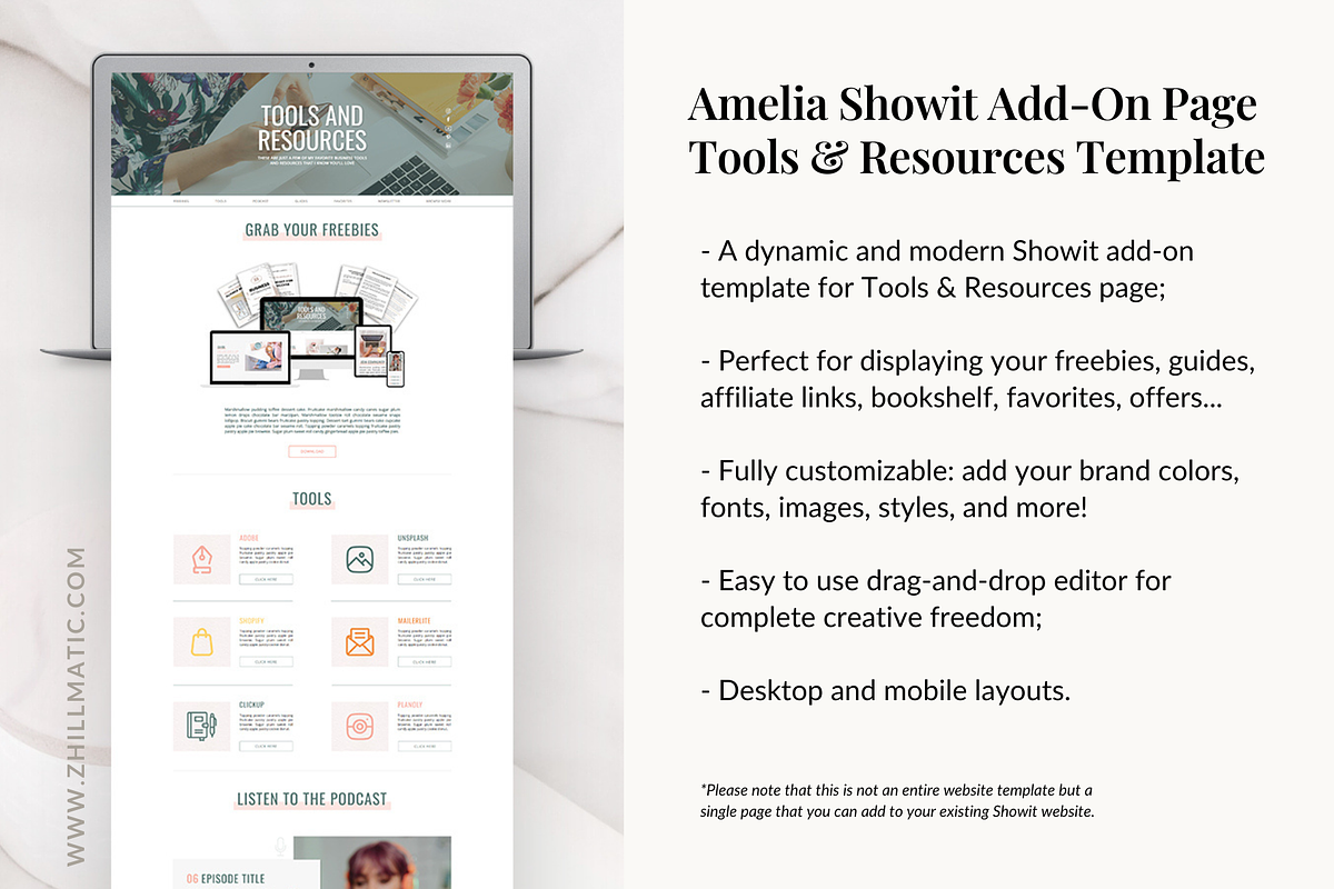 Showit Resources Page Template, a Landing Page Template by Zhillmatic (Photo 2 of 7)