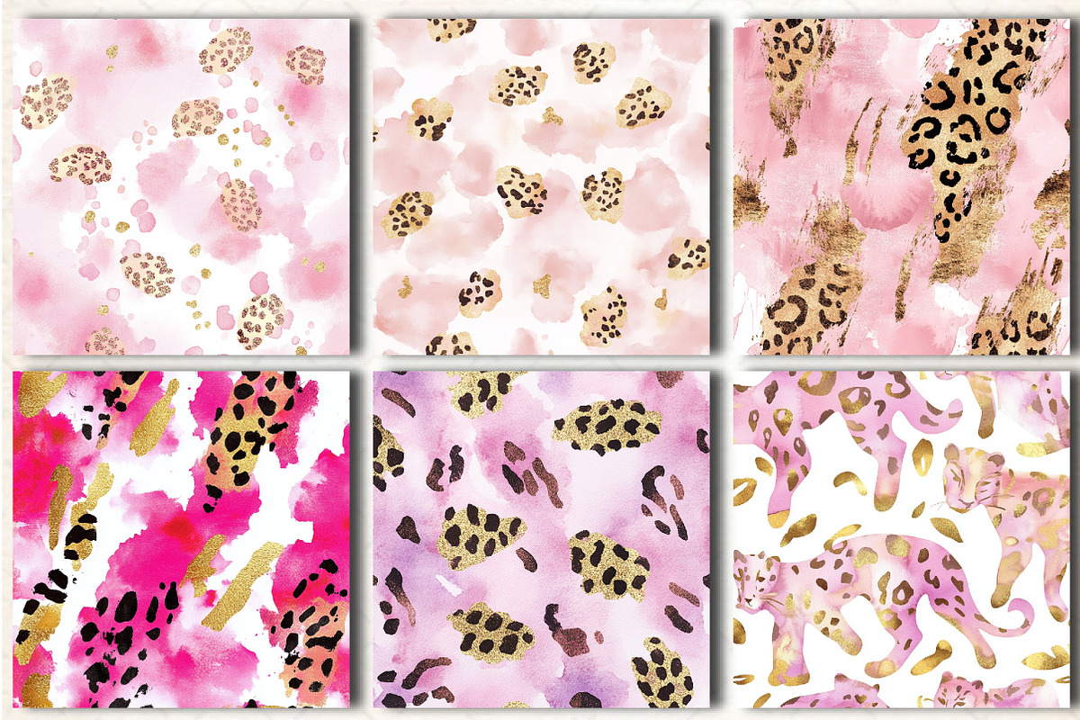 Pink and Gold Leopard Digital Paper, a Pattern Graphic by DreamCafeArt (Photo 4 of 6)
