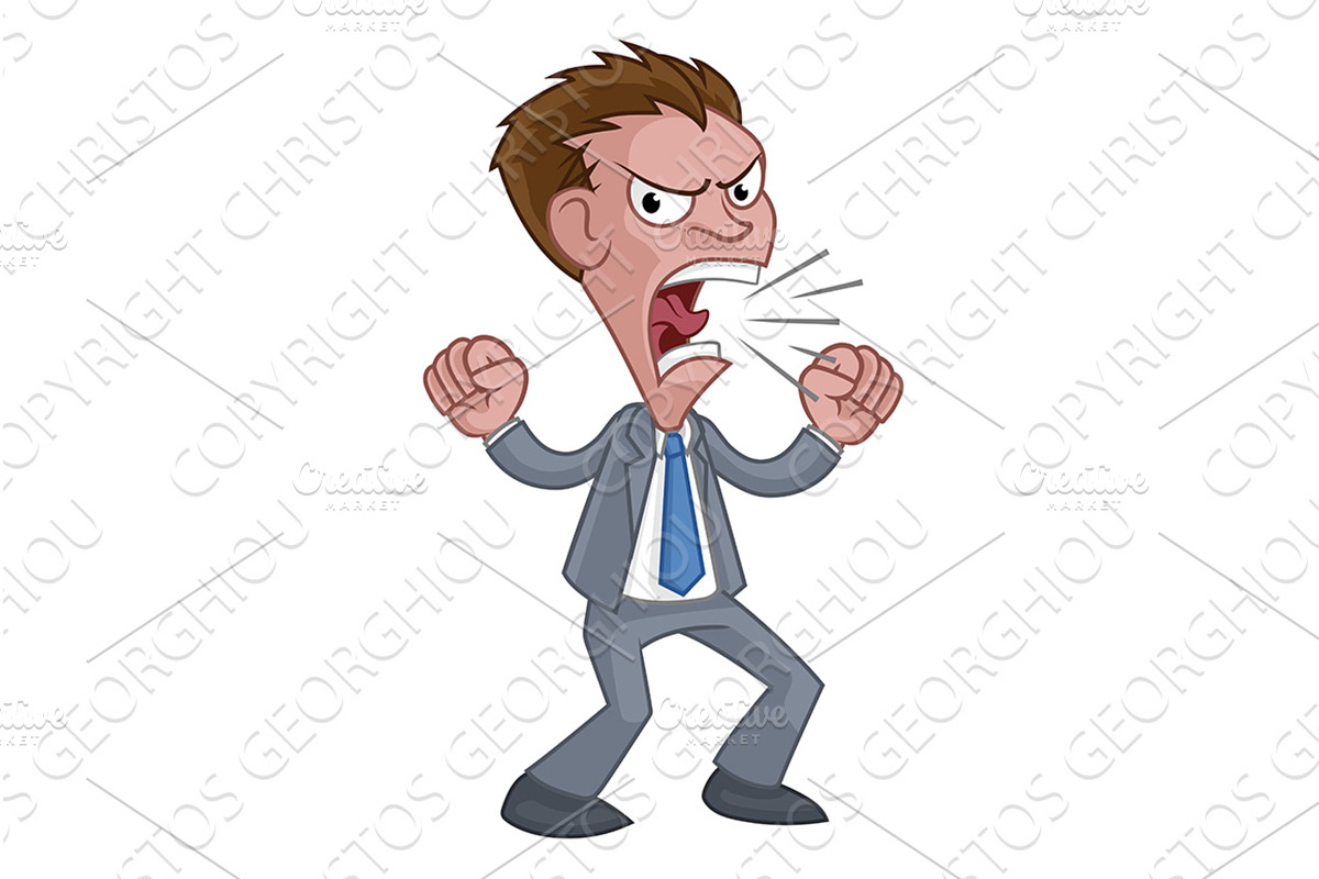 Angry Boss Business Man In Suit, a Person Illustration by Christos Georghiou