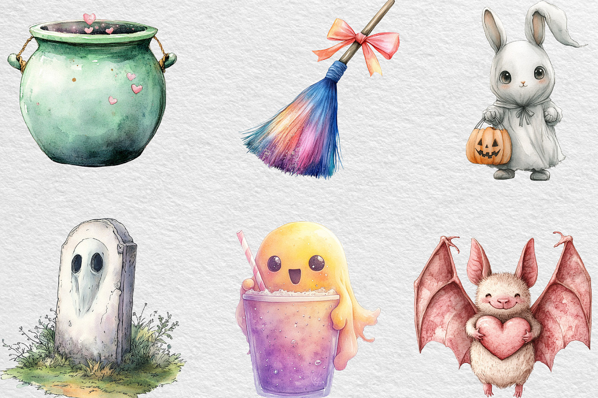 Pastel Halloween Clipart, an Illustration by Black Bird Studio (Photo 3 of 6)