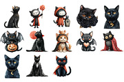 Halloween Vampire Black Cat Clipart, an Illustration by Craft Nest (Thumbnail 3 of 4)