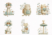Whimsical Funny Spring Cats Clipart, an Illustration by DreamArtGraphic (Thumbnail 3 of 8)