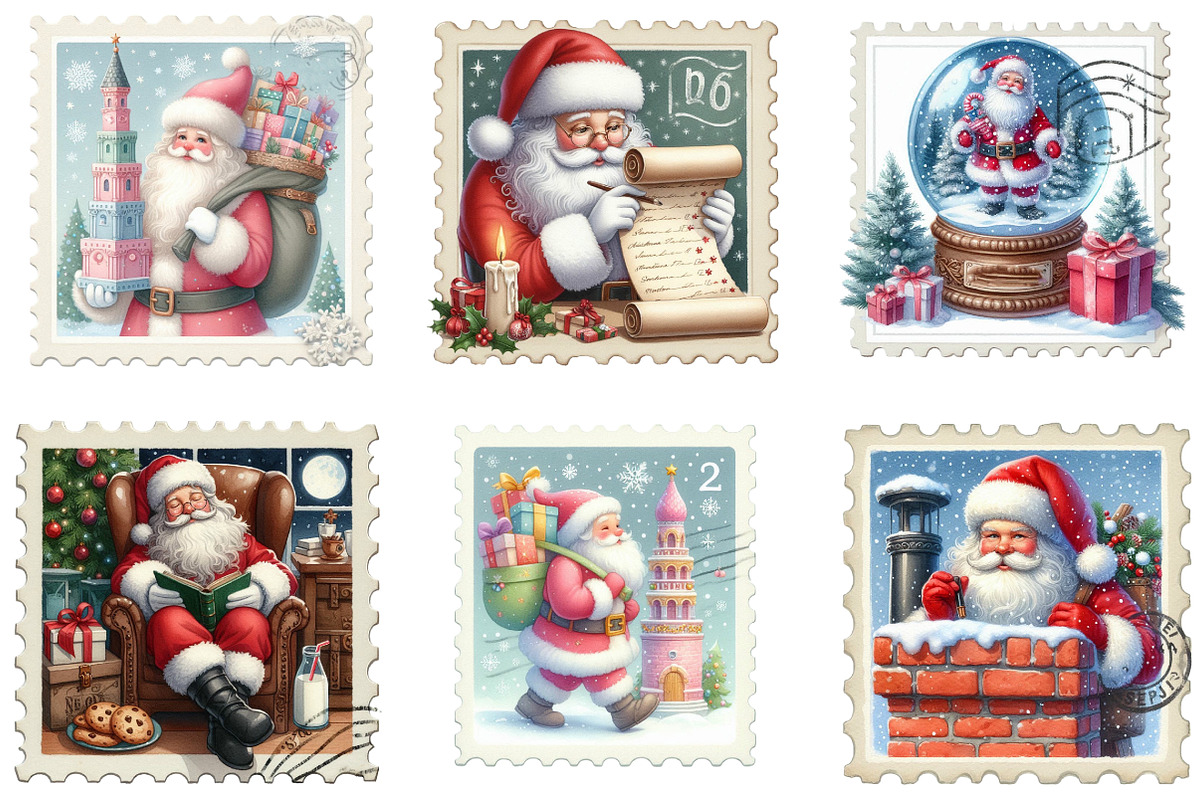 Christmas Santa Claus Postage Stamp, an Illustration by Designking (Photo 2 of 5)
