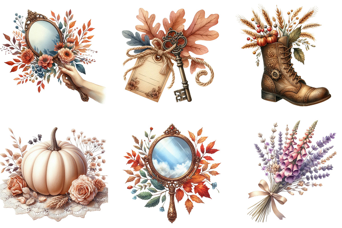 Victorian Cottagecore Fall Clipart, an Illustration by cherrydesign (Photo 3 of 3)