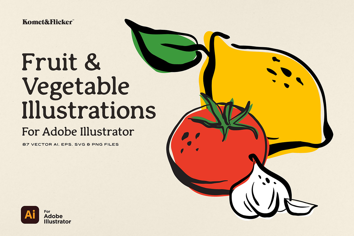 Fruit & Vegetable Illustrations, a Food Illustration by Komet & Flicker (Photo 1 of 10)