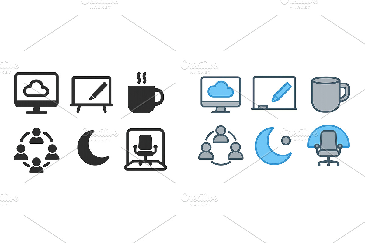 Icons representing remote work and, a Technology Illustration by ZinetroN