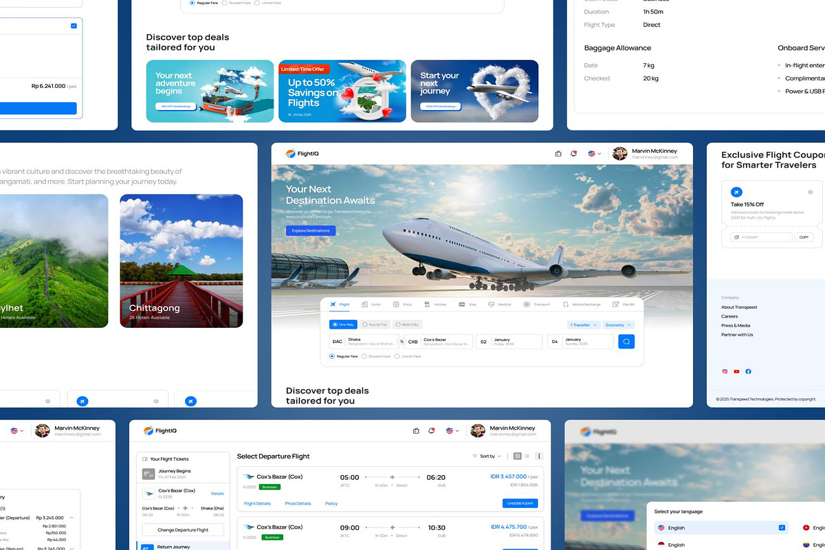 FlightIQ Flight Booking Dashboard UI, an UI Kit Template by Creative Perspective (Photo 5 of 6)