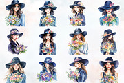 Navy Spring Woman Watercolor Clipart, an Illustration by RobertsArt (Thumbnail 3 of 4)