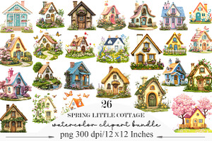 Spring Little Cottage Clipart, an Illustration by Designking