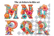 Boho Floral Pastel Alphabet Letters, a Decorative Illustration by Creative Art By SamM (Thumbnail 5 of 10)
