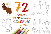 72x Animal Drawings for Coloring, an Animal Illustration by asantosg (Thumbnail 1 of 6)
