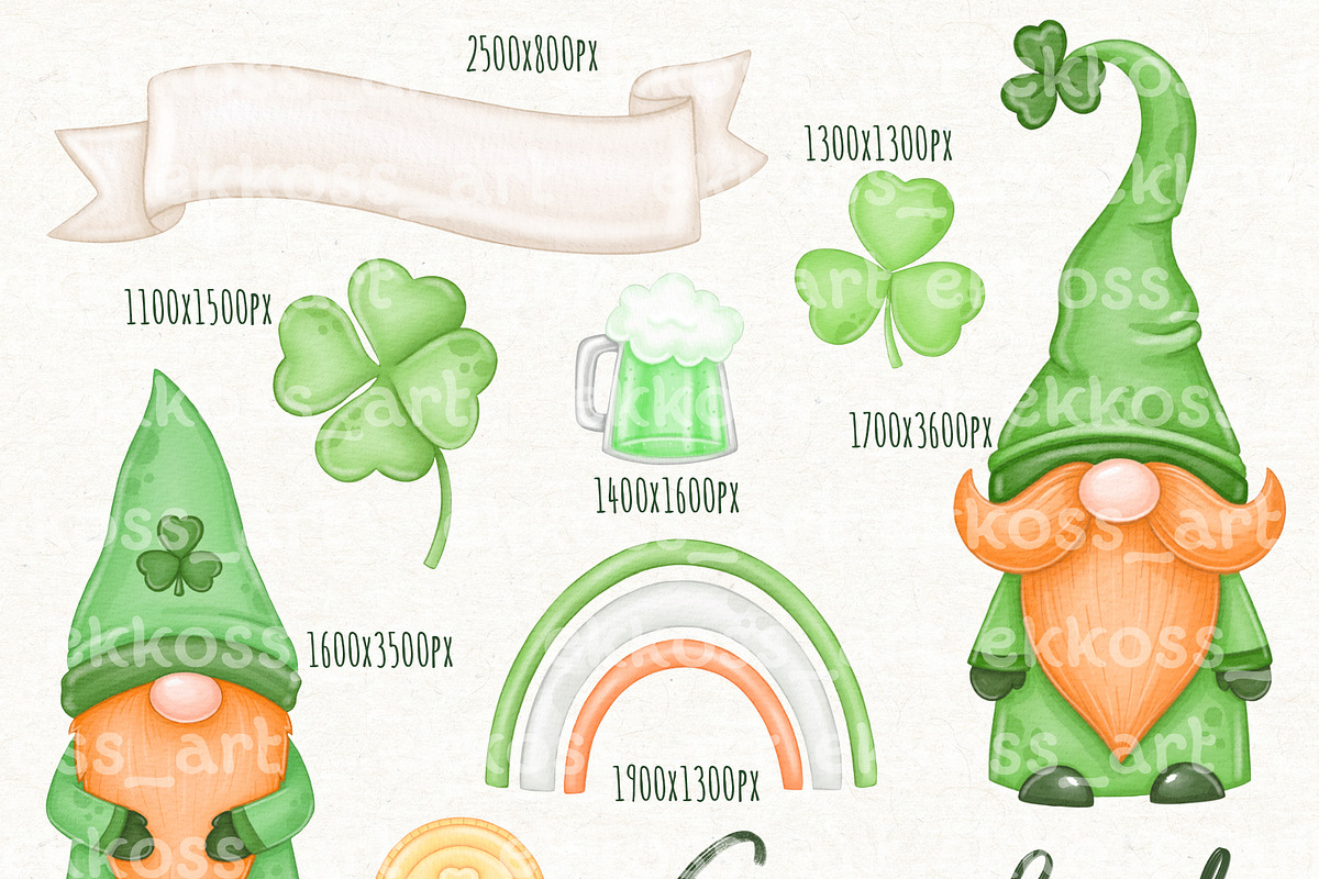 St Patricks Day Gnome Irish Clipart, an Illustration by ekossa_art (Photo 5 of 6)