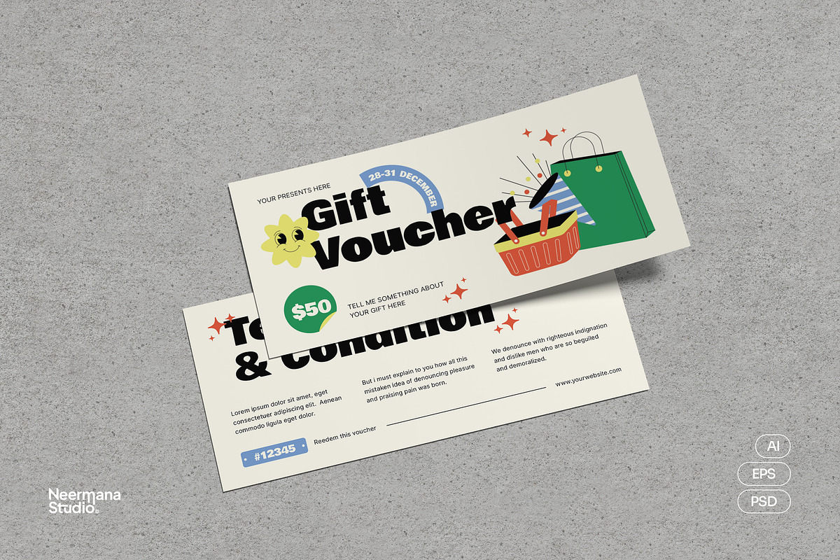 Playful New Year Gift Voucher, a Card Template by Neermana (Photo 1 of 4)