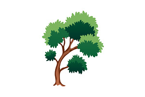 A cartoon tree with green leaves on, an Illustration by the8monkey