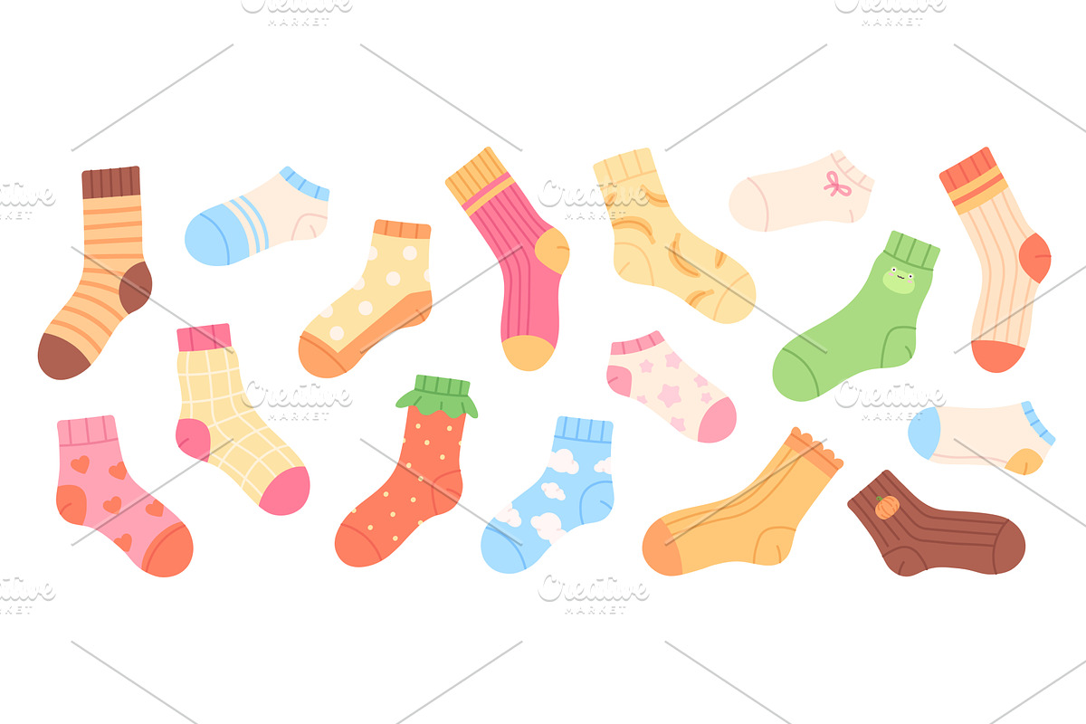 Cartoon socks. Cotton wool sock with, an Object Illustration by LadadikArt