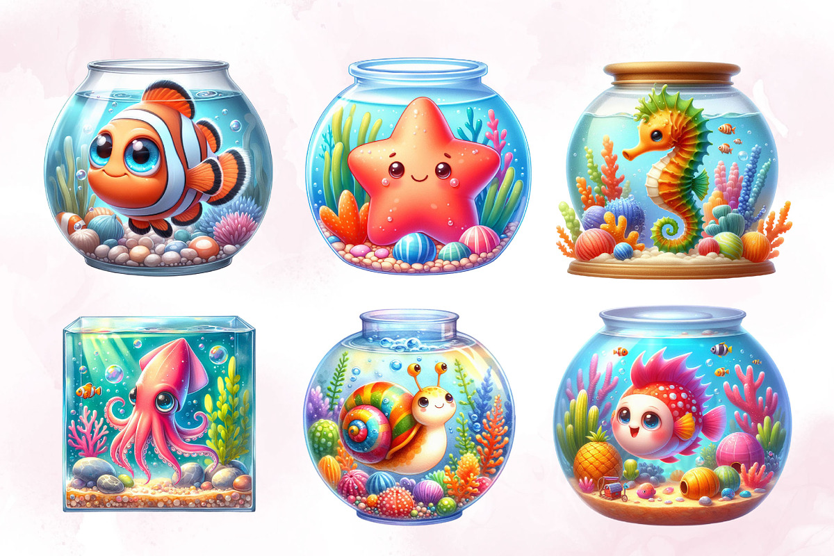 Sea Animals in Aquarium Sublimation, a Work Illustration by Dream Creation (Photo 2 of 4)