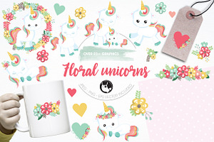 Floral Unicorn Illustration Pack