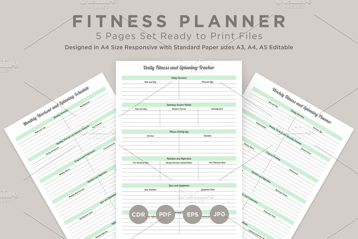 Fitness Planner Pages Set V-17, a Stationery Template by shahsoft (Photo 1 of 3)