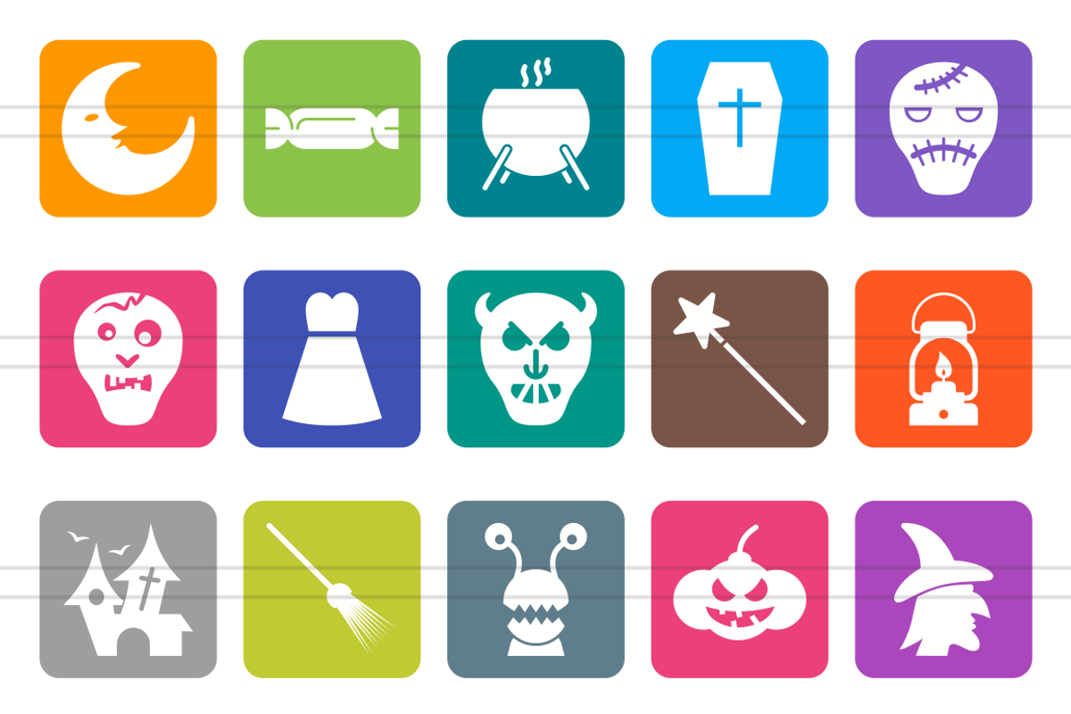 35 Halloween Flat Round Corner Icons preview 2