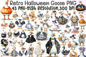 Retro Halloween Goose PNG Clipart Bu, an Illustration by Sublimation Artist
