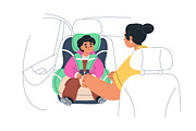 Kids sitting in baby car seats set, a Transportation Illustration by Good Studio (Thumbnail 4 of 6)
