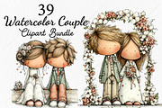 Watercolor Couple Clipart Bundle, a Seasonal Illustration by Canvas Craft (Thumbnail 1 of 10)