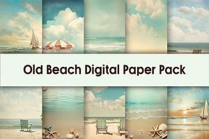 Old Beach Digital Paper Pack, a Background Graphic by AdriOP