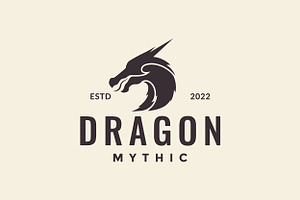 Side View Head Dragon Vintage Logo