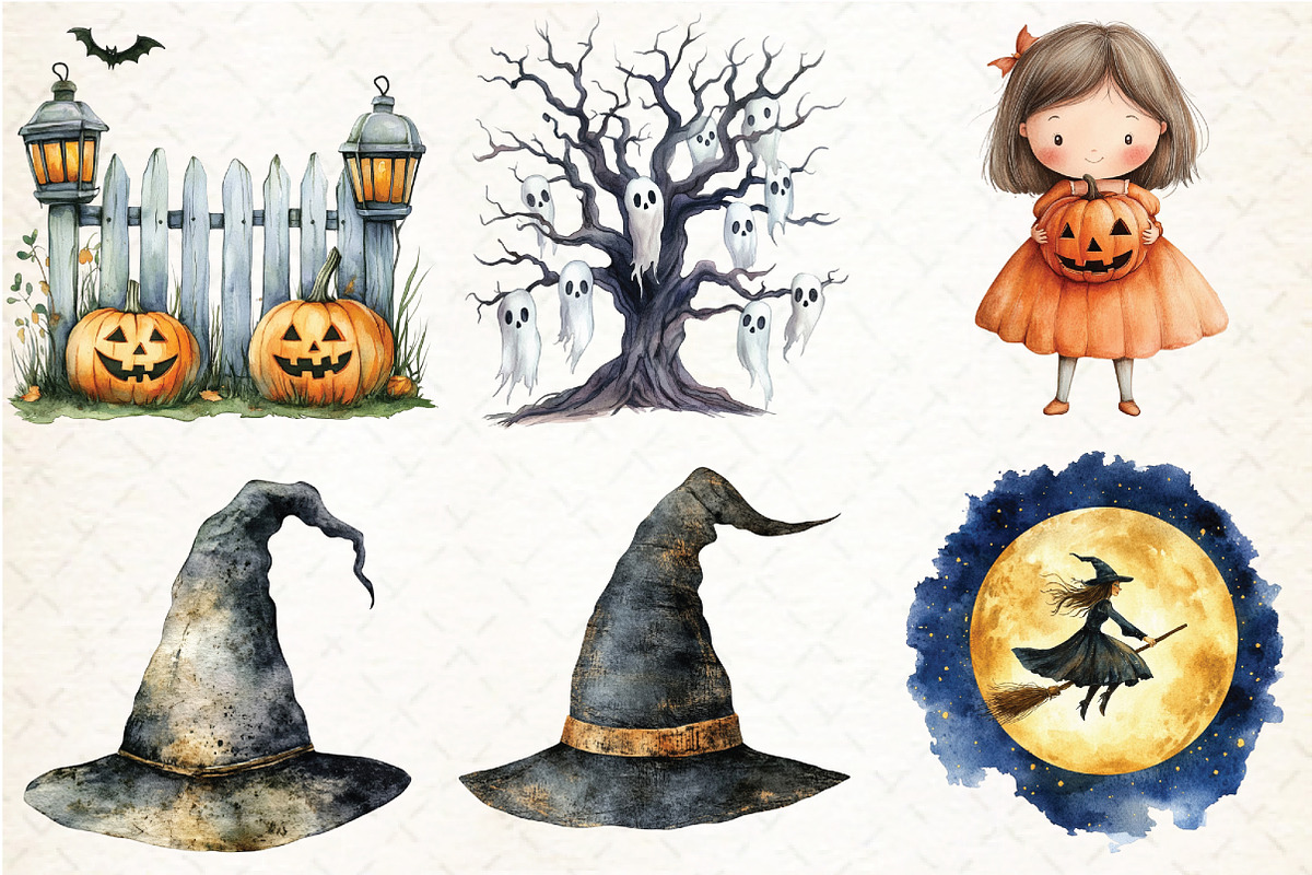 Vintage Halloween Clipart Collection, an Illustration by Libby Wishes (Photo 9 of 9)