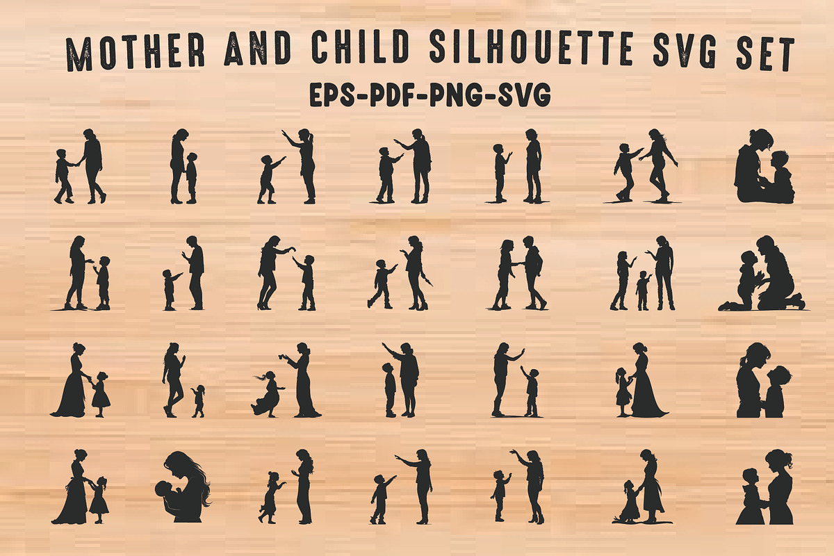 Mother and Child SVG Silhouette Set, a Person Illustration by Gfx Expert Team (Photo 1 of 3)