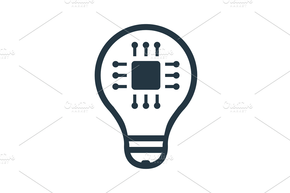 Light bulb containing microchip, a Technology Illustration by Aimagenarium@gmail.com