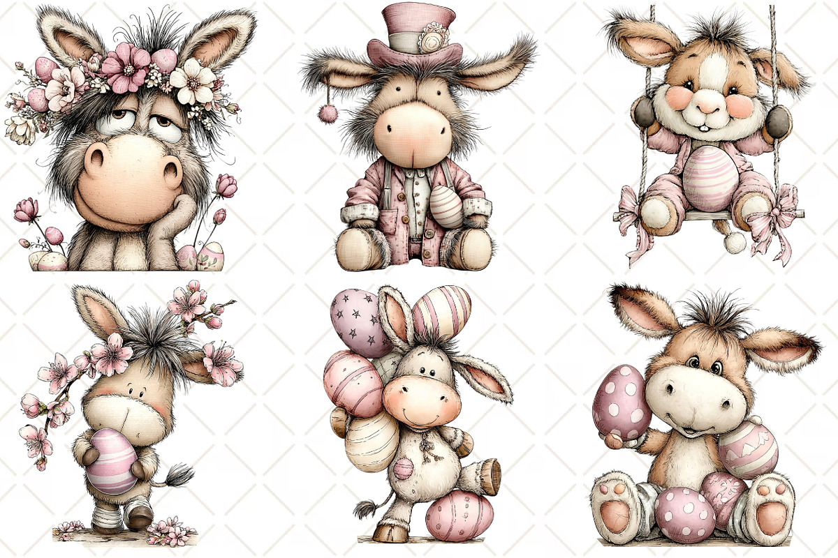 Whimsical Easter Donkey Clipart, an Illustration by Black Bird Studio (Photo 4 of 6)