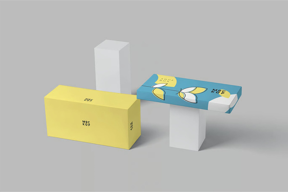 Wide Rectangular Shoes Box Mockup, a Packaging Mockup by megostudi0 (Photo 2 of 8)