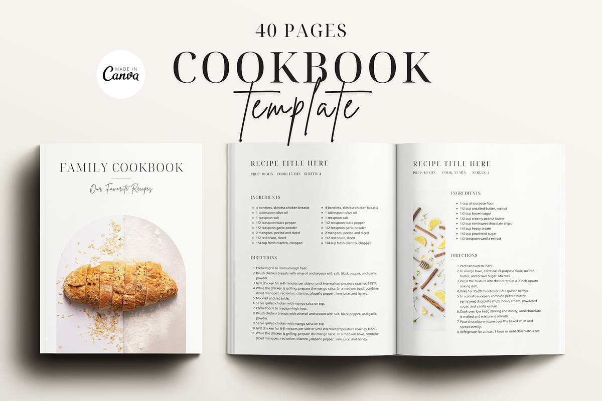 Minimal Cookbook Template CANVA, a Templates & Theme by OrganizationOasisRo (Photo 1 of 10)