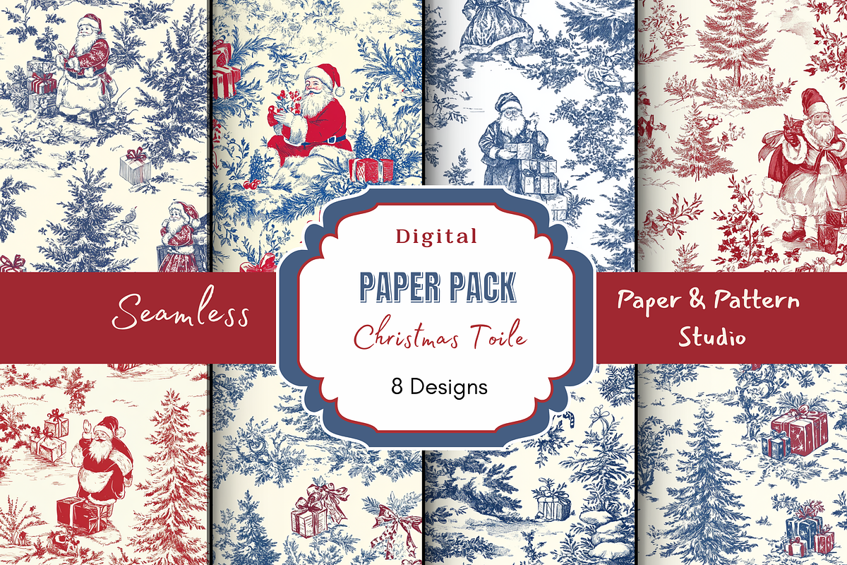 Christmas Toile Chinoiserie Pattern, a Pattern Graphic by Paper & Pattern Studio (Photo 1 of 9)