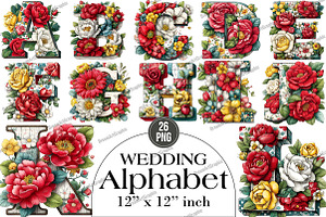 Wedding Alphabet Clipart Bundle, an Illustration by DreamArtGraphic