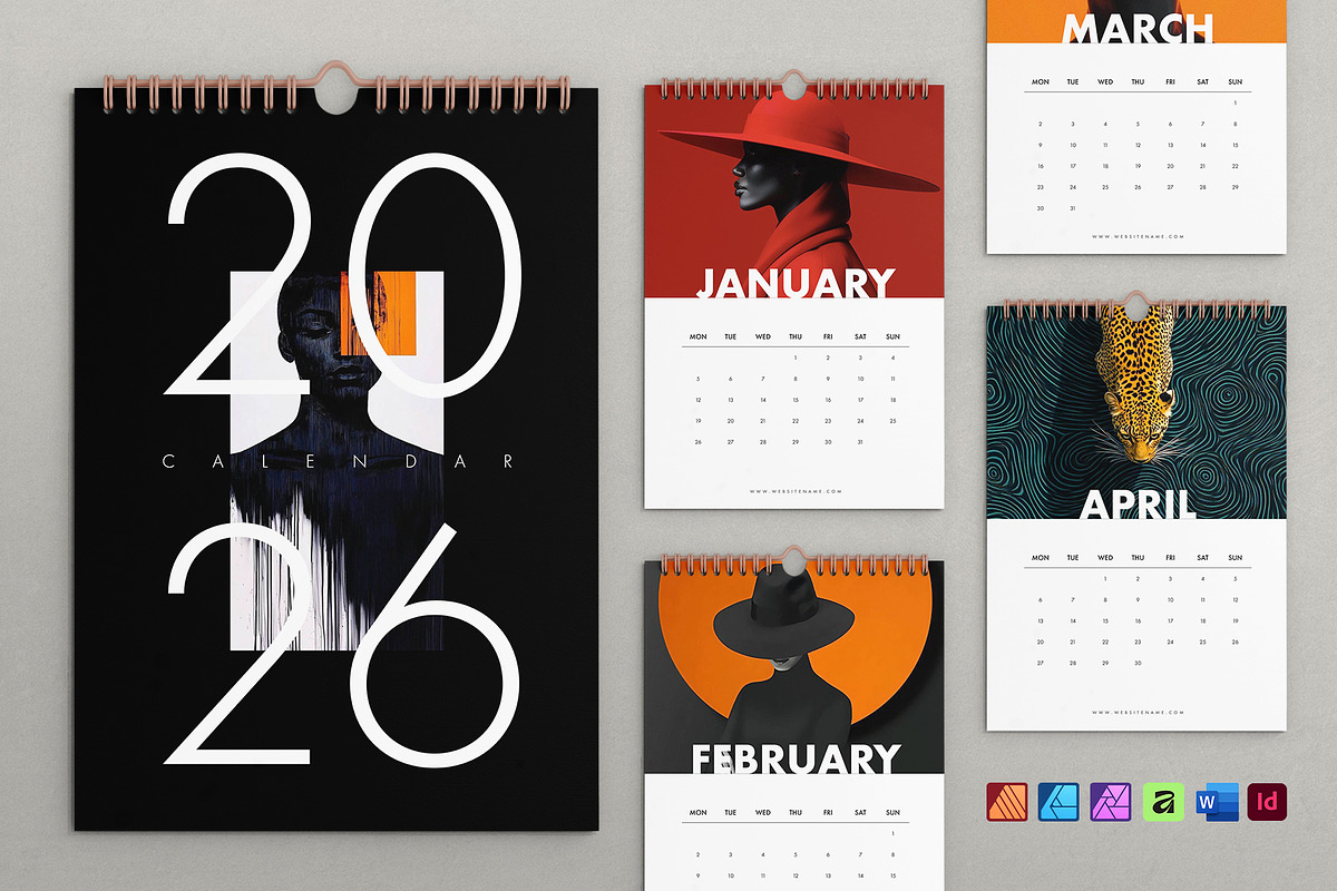 2026 Calendar Template, a Stationery Template by DesignCrest (Photo 1 of 10)
