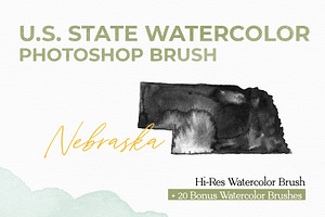 Nebraska US Watercolor PS Brush