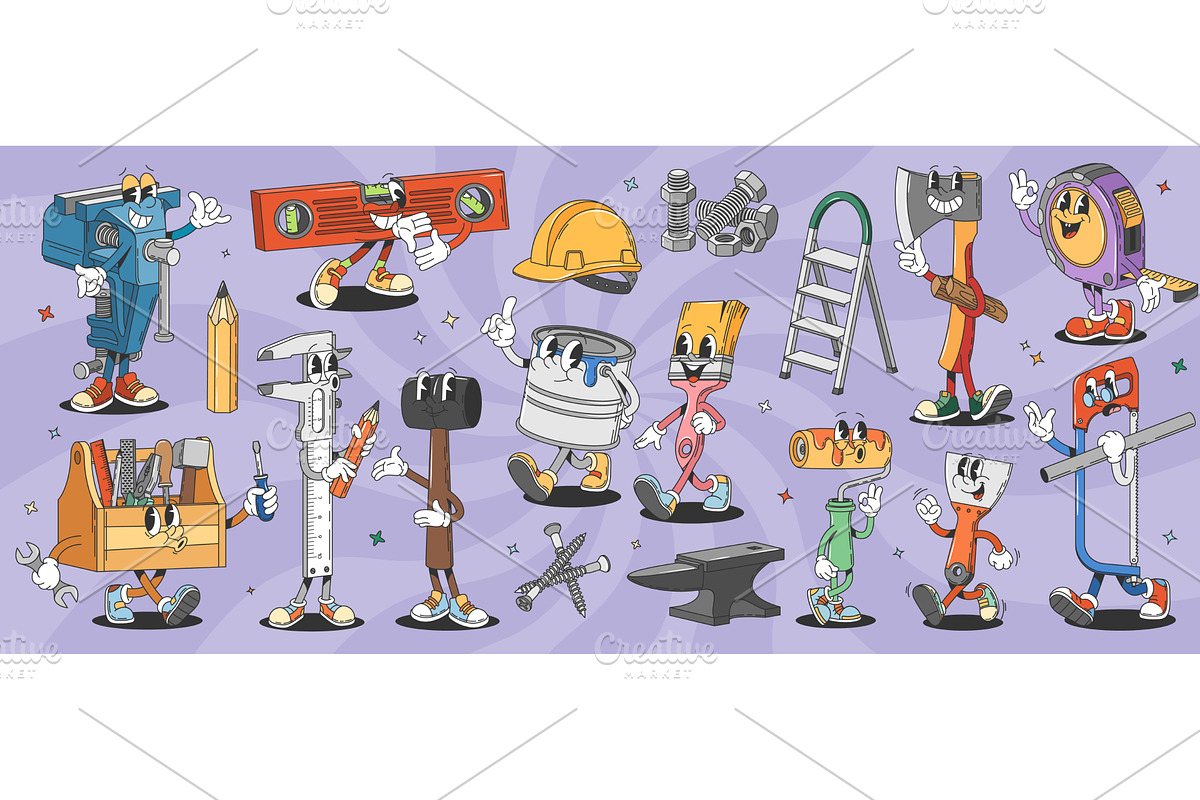 Cartoon groovy repair, DIY tools, an Object Illustration by Buch&Bee