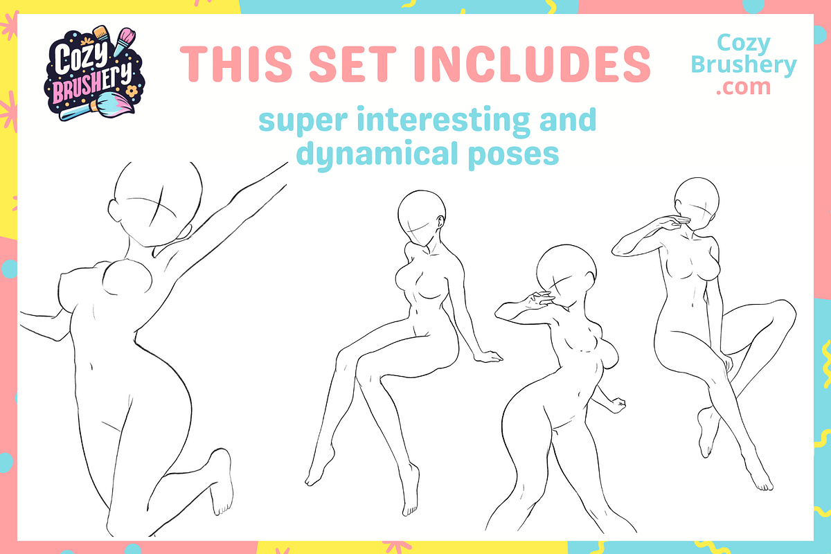 400+ Anime Body Template Stamps, a Brushes & More by Cozy Brushery (Photo 5 of 7)